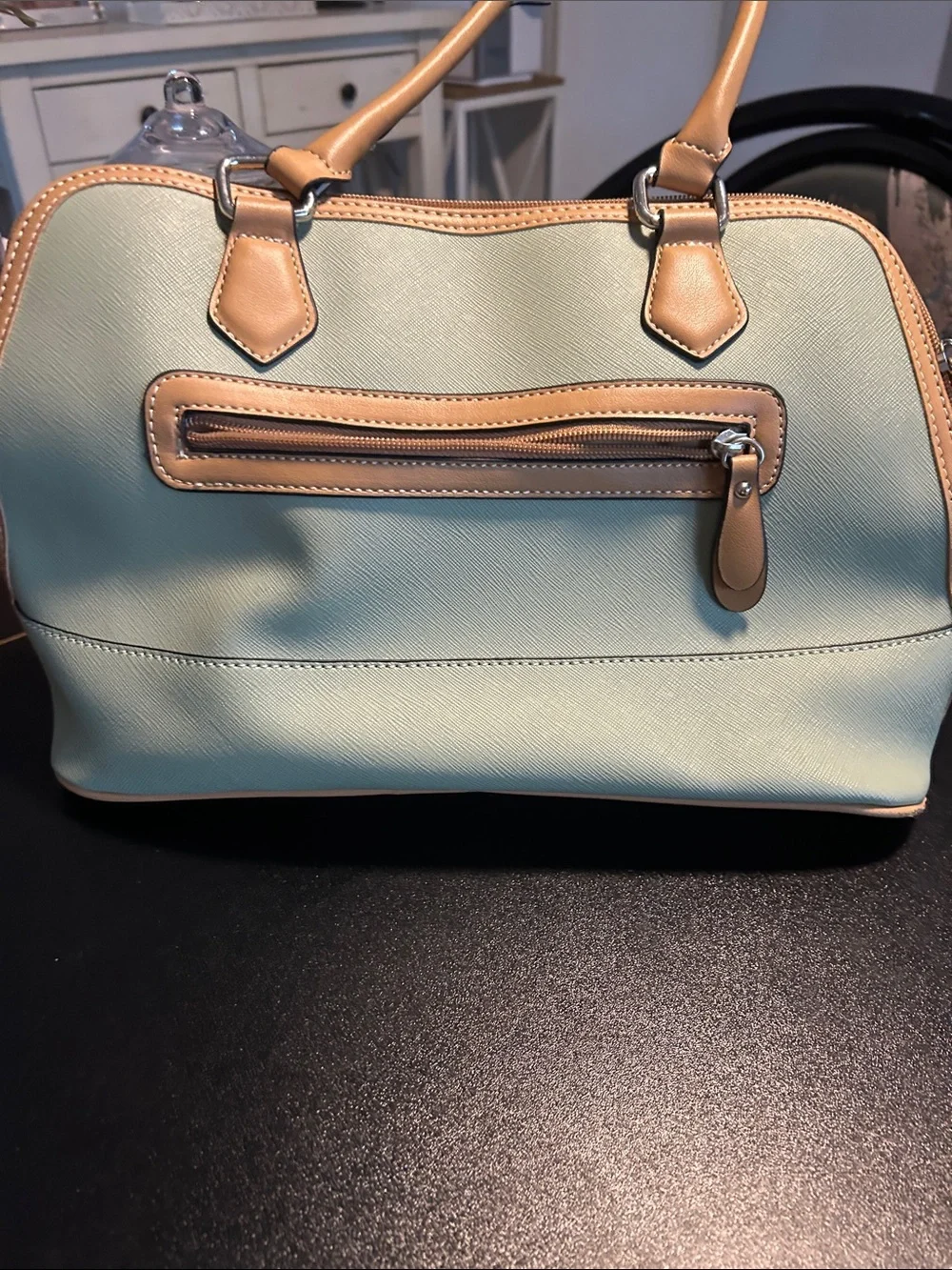 Giani Bernini Mint Green Satchel with Tan Trim